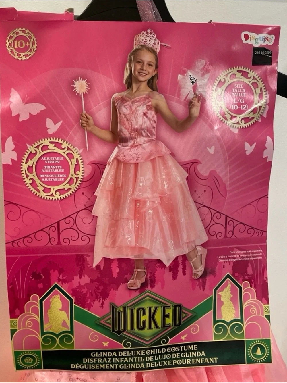 Wicked Dress  Up Halloween Glinda The Good  Witch Costume Size L (10/12) NWT